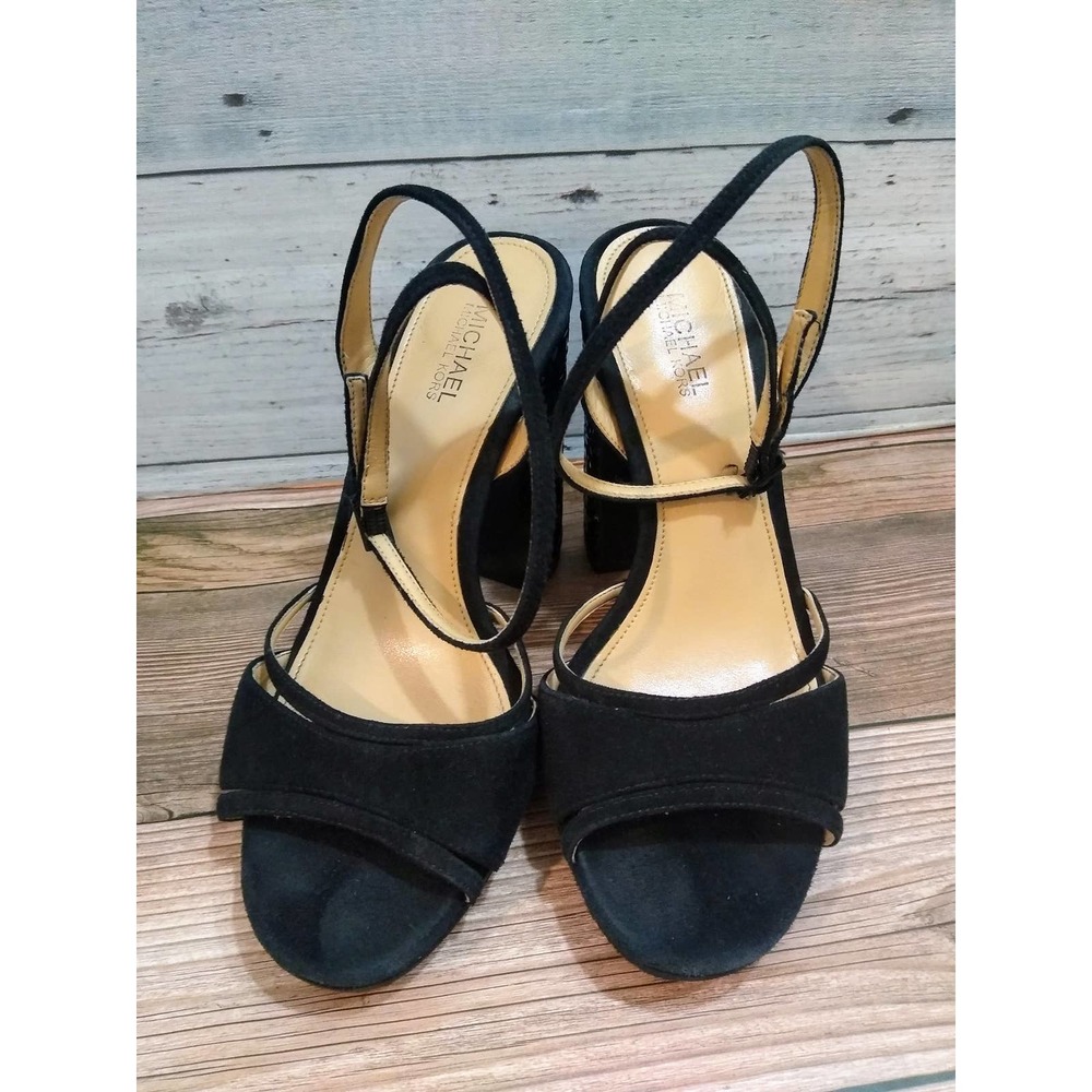 Michael Kors Yoonie Crystal Platform Sandal, Black Size 5